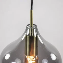 5-Lichts eettafelhanglamp Rakel antiek brass met smoke glas><noscript><img width=