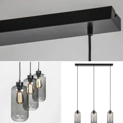 3-Lichts eettafelhanglamp smoke glas cilinder><noscript><img width=