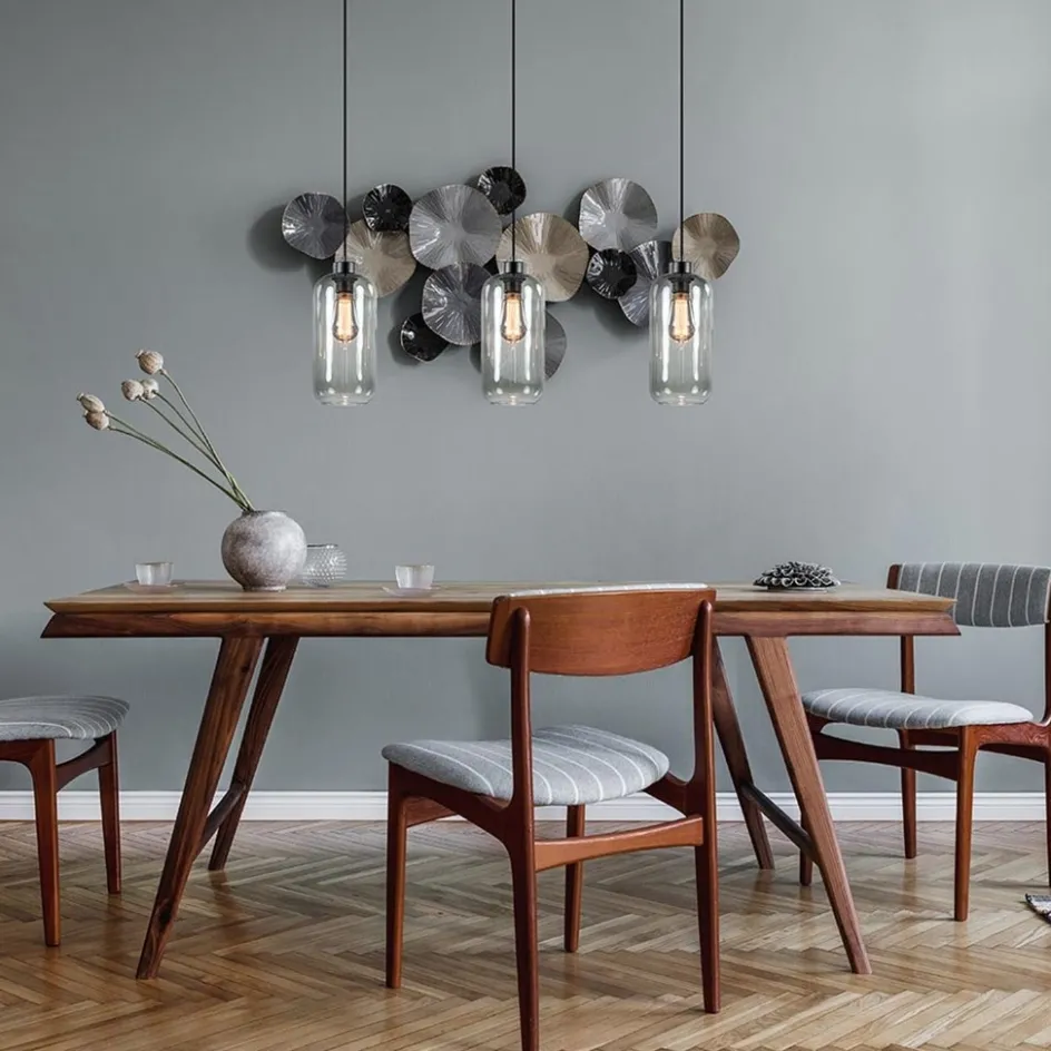 3-Lichts eettafelhanglamp smoke glas cilinder>Straluma