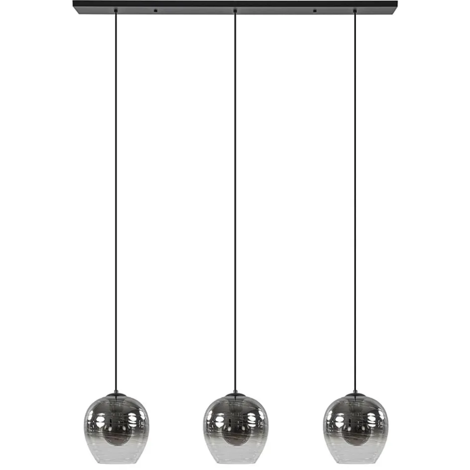 3-Lichts eettafelhanglamp smoke/helder glas>Straluma Clearance