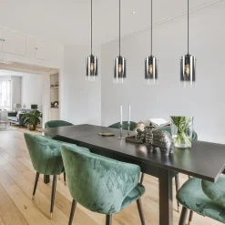 4-Lichts eettafelhanglamp smoke glas met verloop></noscript>Straluma New