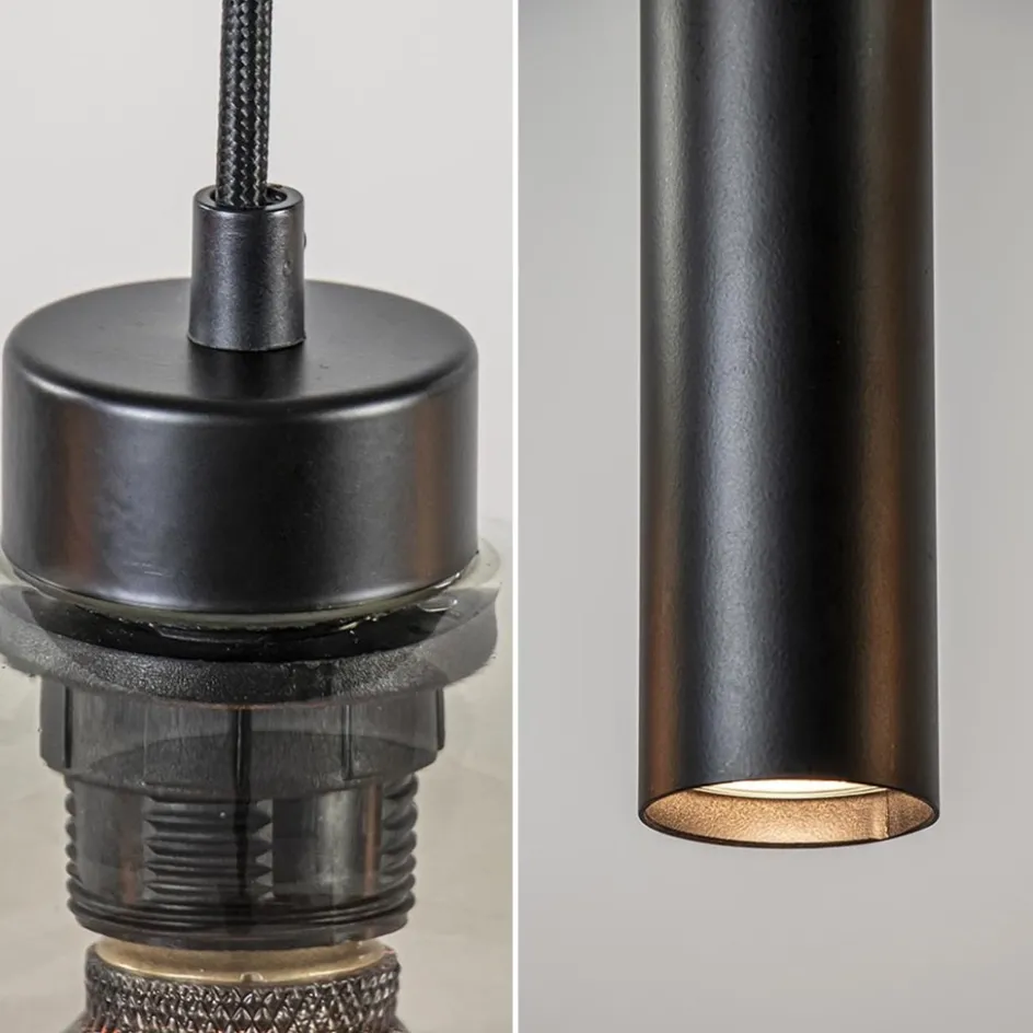 8-Lichts eettafelhanglamp smoke glas + GU10 spots>Straluma New