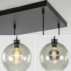 8-Lichts eettafelhanglamp smoke glas + GU10 spots><noscript><img width=