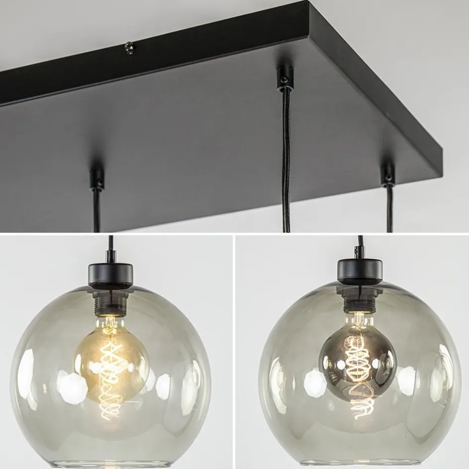 8-Lichts eettafelhanglamp smoke glas + GU10 spots>Straluma New