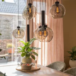 8-Lichts eettafelhanglamp smoke glas + GU10 spots><noscript><img width=