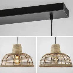 3-Lichts eettafelhanglamp zwart met rotan kappen></noscript>Straluma Outlet