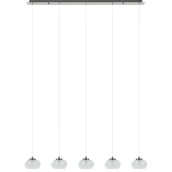 5-Lichts hanglamp chroom met helder glas en dimbaar LED>Straluma Outlet
