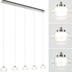 5-Lichts hanglamp chroom met helder glas en dimbaar LED></noscript>Straluma Outlet