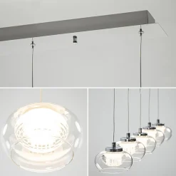 5-Lichts hanglamp chroom met helder glas en dimbaar LED></noscript>Straluma Outlet