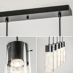 5-Lichts hanglamp cilinder helder glas met zwart></noscript>Straluma