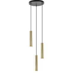 3-Lichts hanglamp cilinders mat zwart met goud rond>Straluma Hot