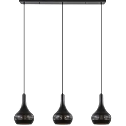 3-Lichts hanglamp kegels mat zwart met goud>Straluma Discount