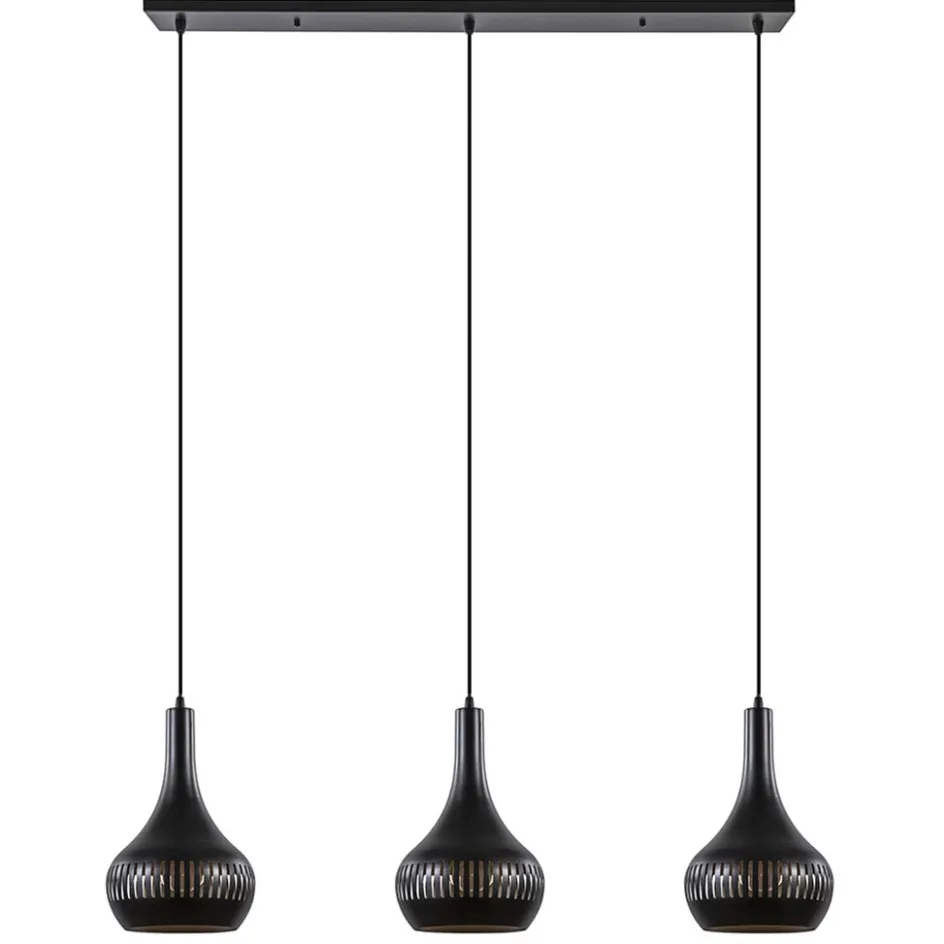 3-Lichts hanglamp kegels mat zwart met goud>Straluma Discount