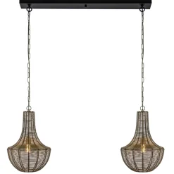 2-Lichts hanglamp Khedira mat zwart/brons>Straluma Sale