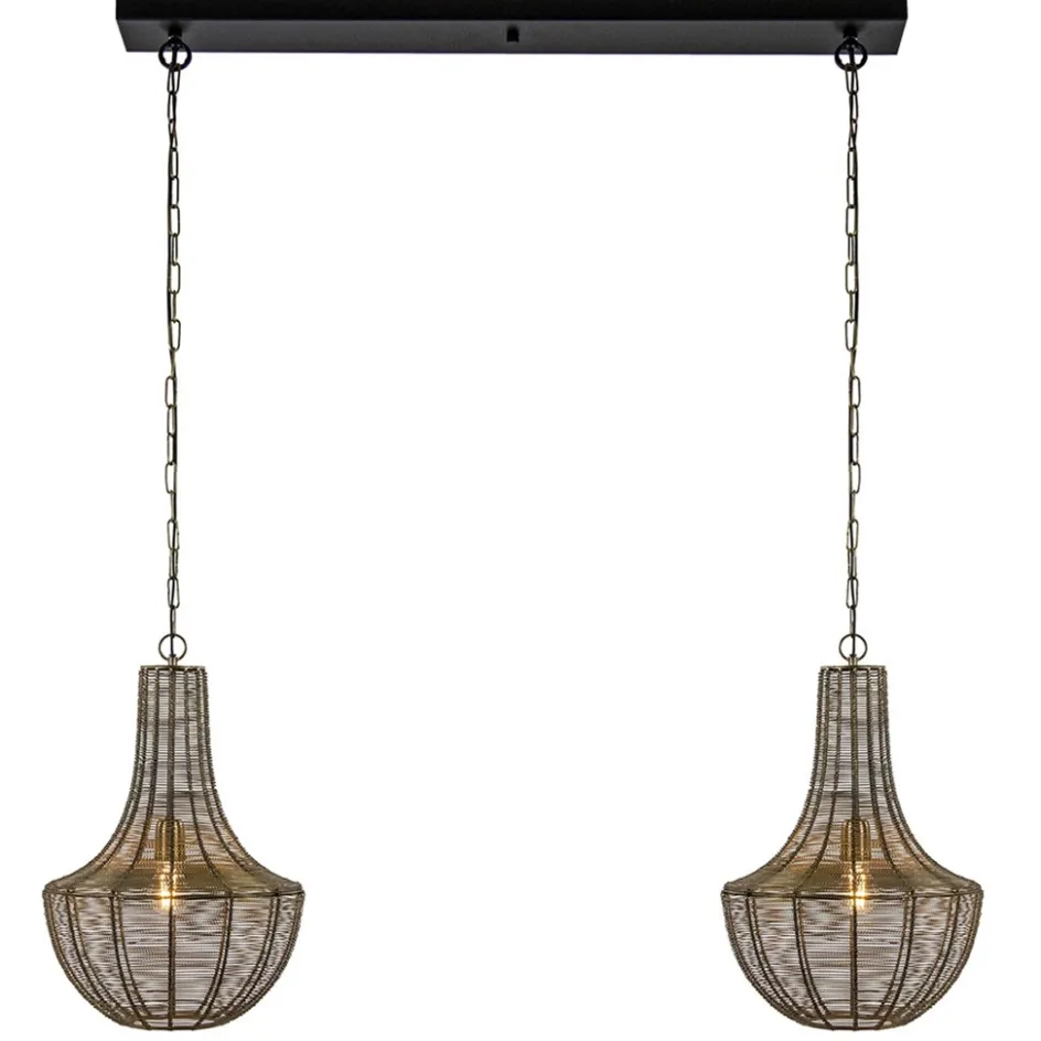 2-Lichts hanglamp Khedira mat zwart/brons>Straluma Sale
