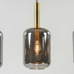 3-Lichts hanglamp Lekar antiek brons met smoke glas><noscript><img width=