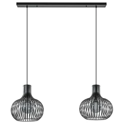 2-Lichts hanglamp met mat zwarte draad kappen>Straluma Hot