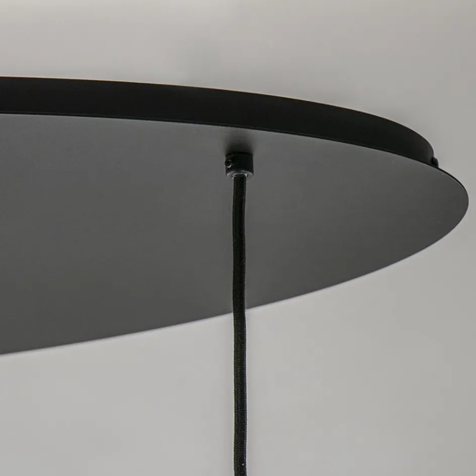 5-Lichts hanglamp ovaal mat zwart met titanium glas>Straluma Outlet