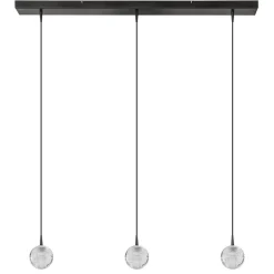 3-Lichts hanglamp zwart met helder glazen bollen>Straluma Discount