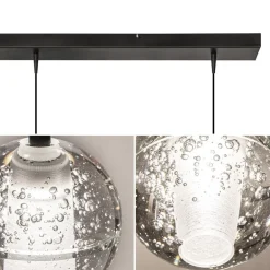 3-Lichts hanglamp zwart met helder glazen bollen><noscript><img width=