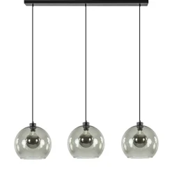 3-Lichts hanglamp zwart met smoke glas>Straluma Discount