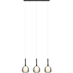 3-Lichts hanglamp zwart met smoke glazen kappen>Straluma Outlet