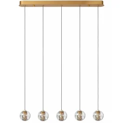 5-Lichts LED eettafelhanglamp goud met glas>Straluma Outlet