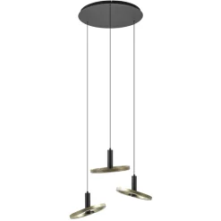 3-Lichts LED hanglamp ringen rond zwart/goud dimbaar>Straluma Hot