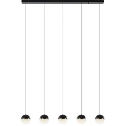 5-Lichts LED hanglamp zwart met diamant zand 3-standen dimbaar>Straluma Sale