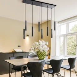 8-Lichts metalen hanglamp cilinders mat zwart><noscript><img width=