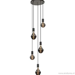 5-lichts plaat rond + pendels zwart ex.lb>Straluma Best