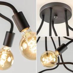 5-Lichts plafondlamp mat zwart met flexibele armen></noscript>Straluma Discount