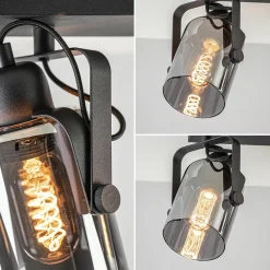 3-Lichts plafondlamp mat zwart met smoke glazen kappen><noscript><img width=