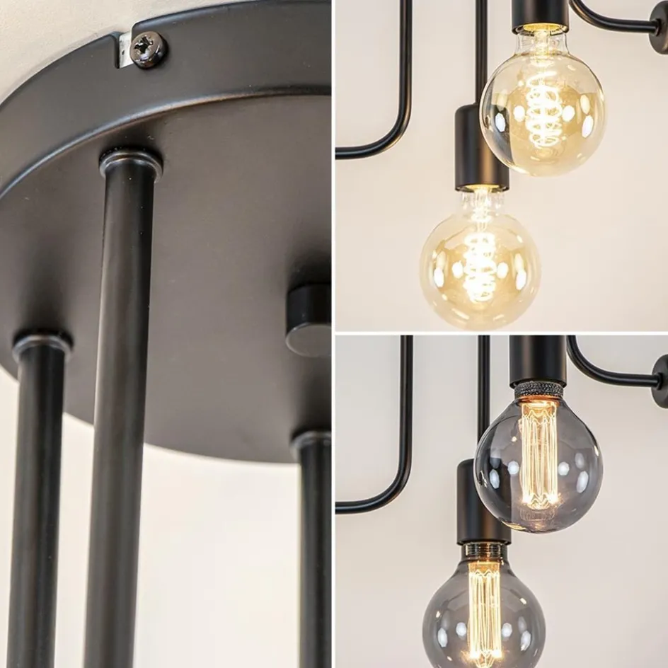 5-Lichts plafondlamp pendel mat zwart excl lichtbronnen>Straluma Hot