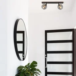 2-Lichts plafondlamp smoke glas met zwart></noscript>Straluma Sale