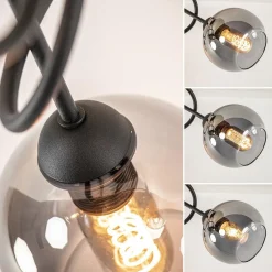3-Lichts plafondlamp zwart met smoke glazen bollen><noscript><img width=