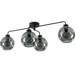 4-Lichts plafondlamp zwart met smoke glazen bollen>Straluma New
