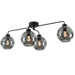 4-Lichts plafondlamp zwart met smoke glazen bollen>Straluma New