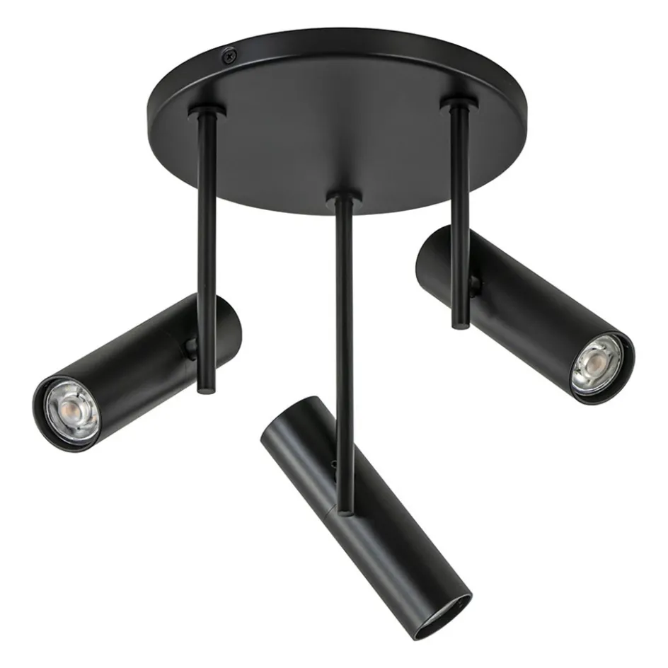 3-Lichts plafondspot rond zwart GU10 mini>Straluma Outlet