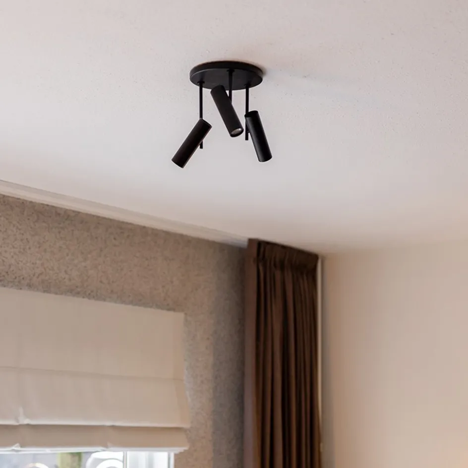 3-Lichts plafondspot rond zwart GU10 mini>Straluma Outlet