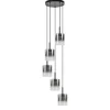 5-Lichts ronde hanglamp zwart met titanium/helder glas>Straluma Hot
