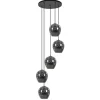5-Lichts ronde hanglamp zwart met smokey glas>Straluma Best