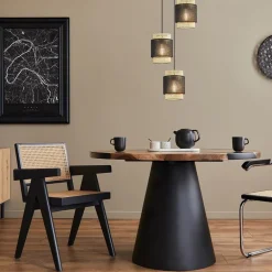 3-Lichts ronde hanglamp zwart met webbing></noscript>Straluma