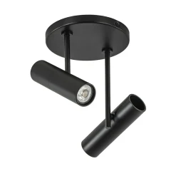 2-Lichts ronde opbouwspot met cilinders zwart>Straluma Hot