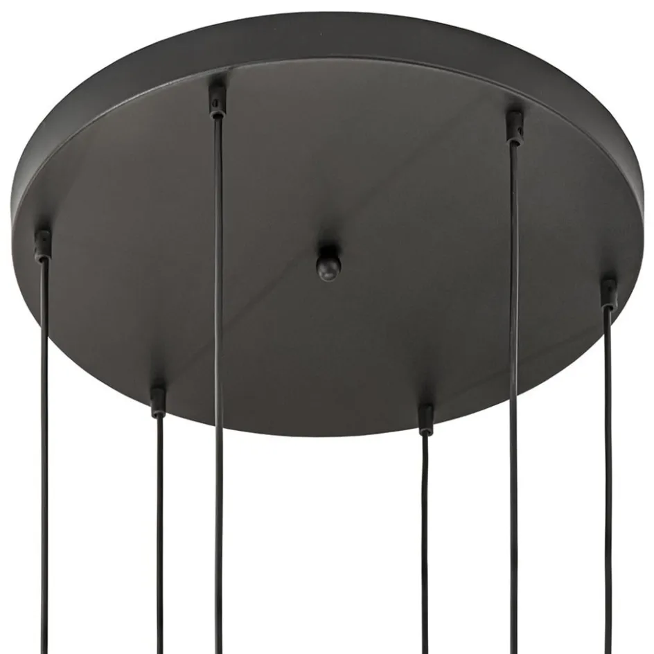 6-Lichts vide hanglamp smoke glas met reliëf>Straluma