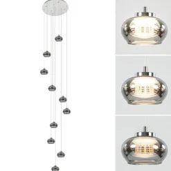 10-Lichts videlamp chroom/smoke glas inclusief dimbaar LED>Straluma Sale