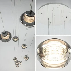 10-Lichts videlamp chroom/smoke glas inclusief dimbaar LED></noscript>Straluma Sale