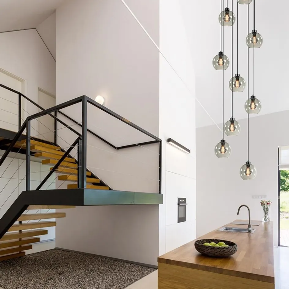 9-Lichts videlamp zwart met smoke glazen kappen>Straluma Discount