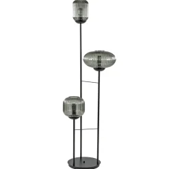3-Lichts vloerlamp met smoke glazen kappen reliëf>Straluma Discount