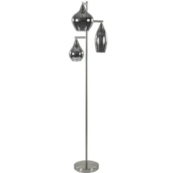 3-Lichts vloerlamp nikkel met smoke glazen kappen dimbaar>Straluma Hot